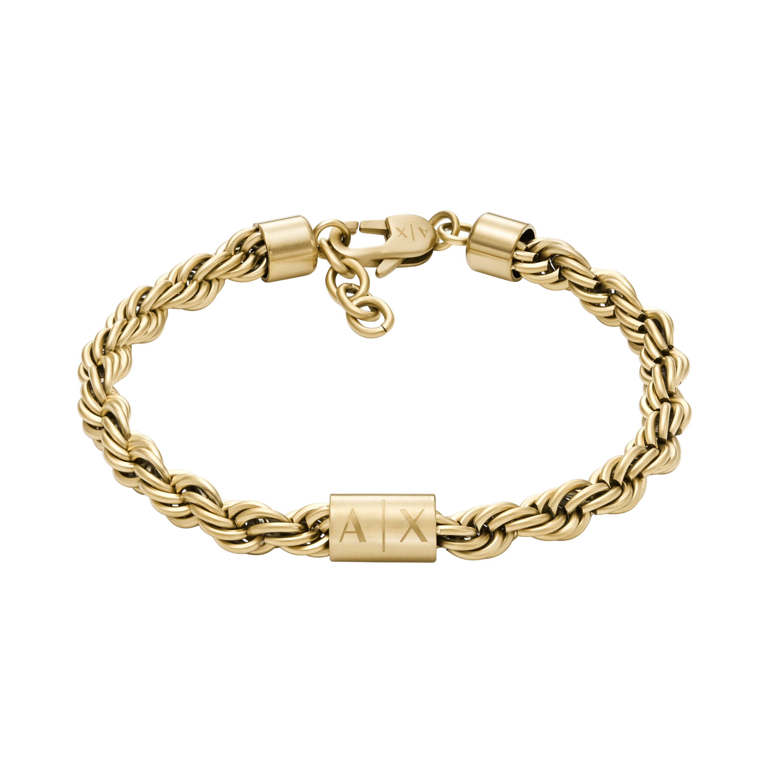 Armani Exchange Pulseira de corrente de aço inoxidável dourada